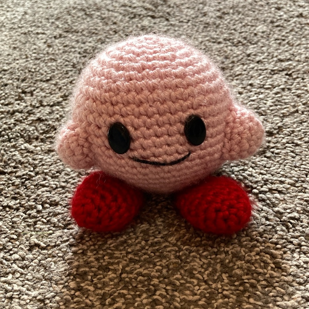 Hand crocheted Kirby